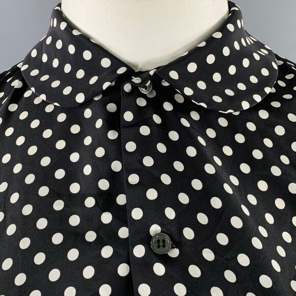 COMME des GARCONS Size L Black White Polyester Polka Dot Patch Pocket Shirt - Picture 2 of 7